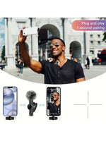 Tuzwa Wireless Lavalier Microphone – Mini Clip-On Lapel Mic with Transmitter, Built-In Battery for Mobile Video Recording, Streaming & Content Creation
