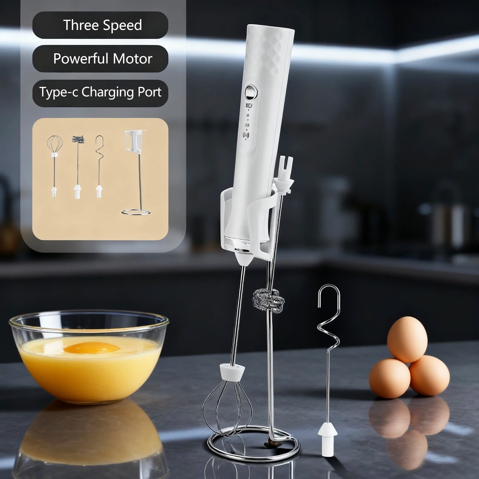 Tuzwa Handheld Milk Frother | USB Rechargeable Electric Milk Frother for Lattes, Cappuccino, Matcha & Coffee Drinks