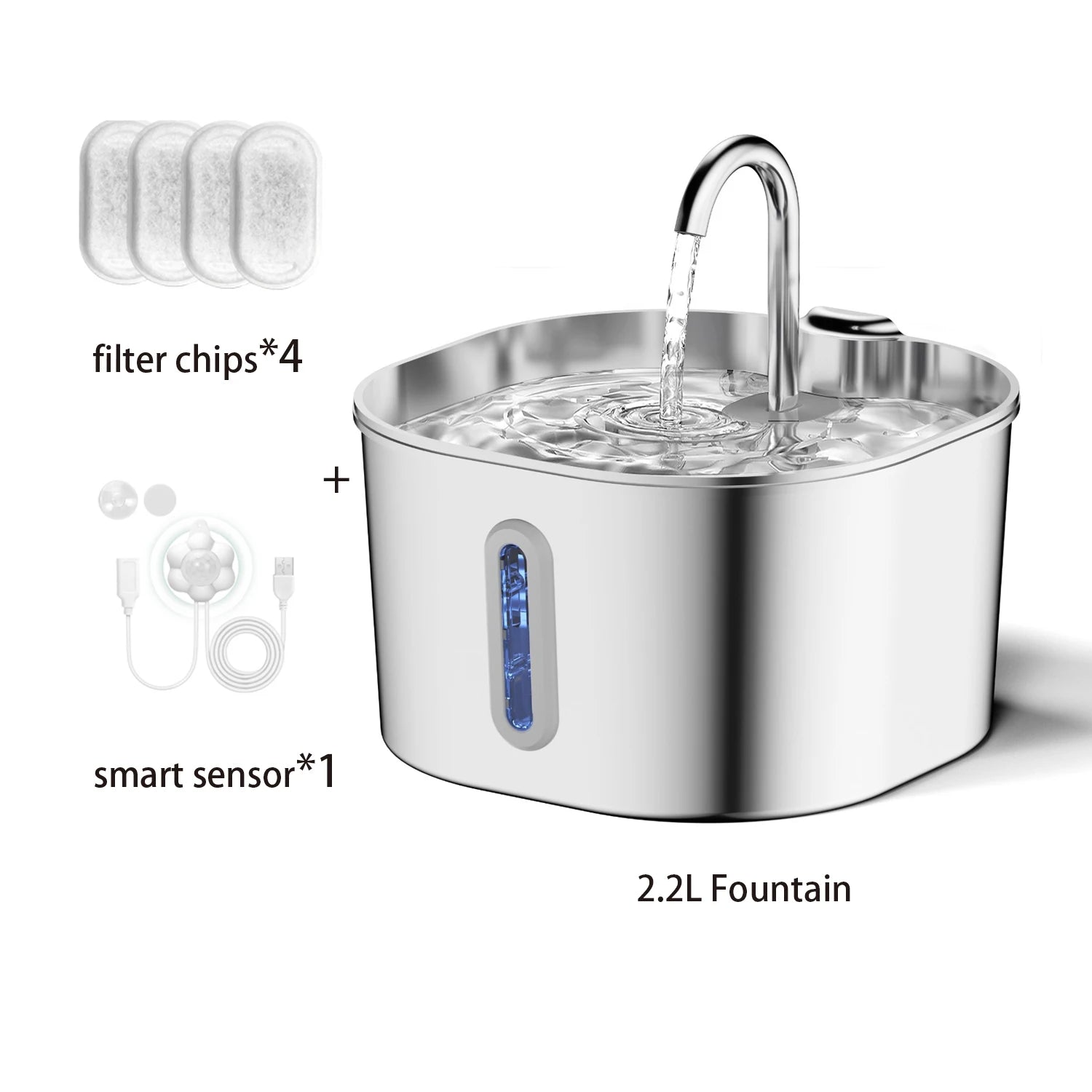Tuzwa 2.2L Stainless Steel Cat Water Fountain | Automatic Pet Drinking Fountain for Fresh Everyday Hydration