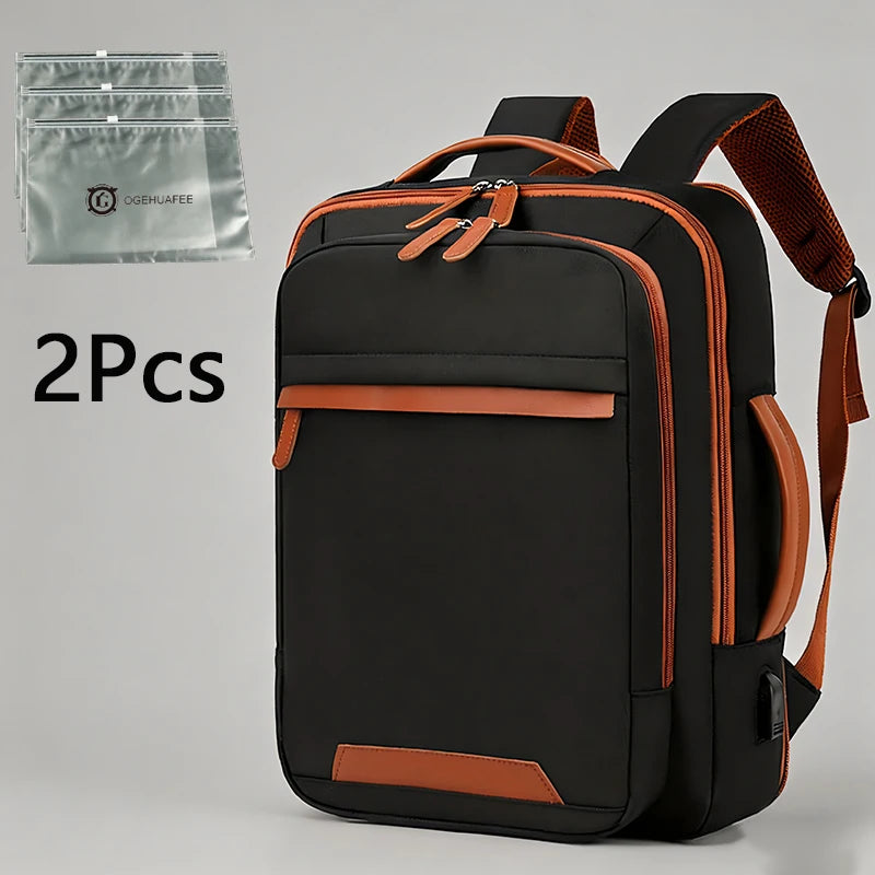 Tuzwa Expandable Laptop Backpack with Dry & Wet Separation – 20-35L Lightweight Nylon Travel Backpack with Rain Cover for Work & Commuting