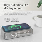 Tuzwa Smart Wireless Charging Station with LED Alarm Clock & Thermometer – Fast Charging Dock for Compatible iPhone & Samsung Phones