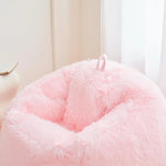 Tuzwa Pink Faux Fur Bean Bag Chair Cover – Soft Plush Beanbag Cover for Kids, Teens, Bedroom, Playroom & Cozy Room Decor