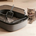 Tuzwa Semi-Enclosed Cat Litter Box | Splashproof Cat Toilet with Easy-Clean Design for Indoor Cats
