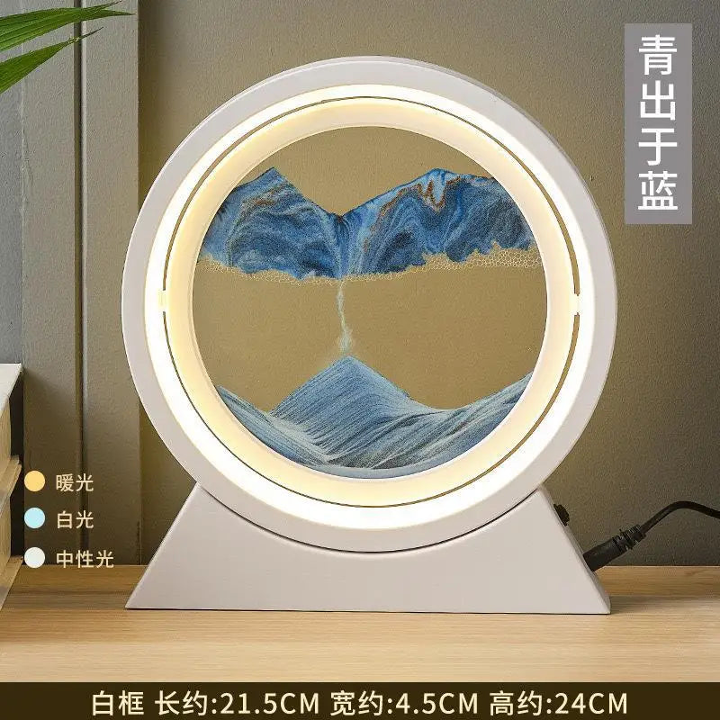 Tuzwa LED Moving Sand Art Table Lamp with 3D Sandscape – Relaxing Night Light & Decorative Desk Lamp for Bedroom, Office & Home