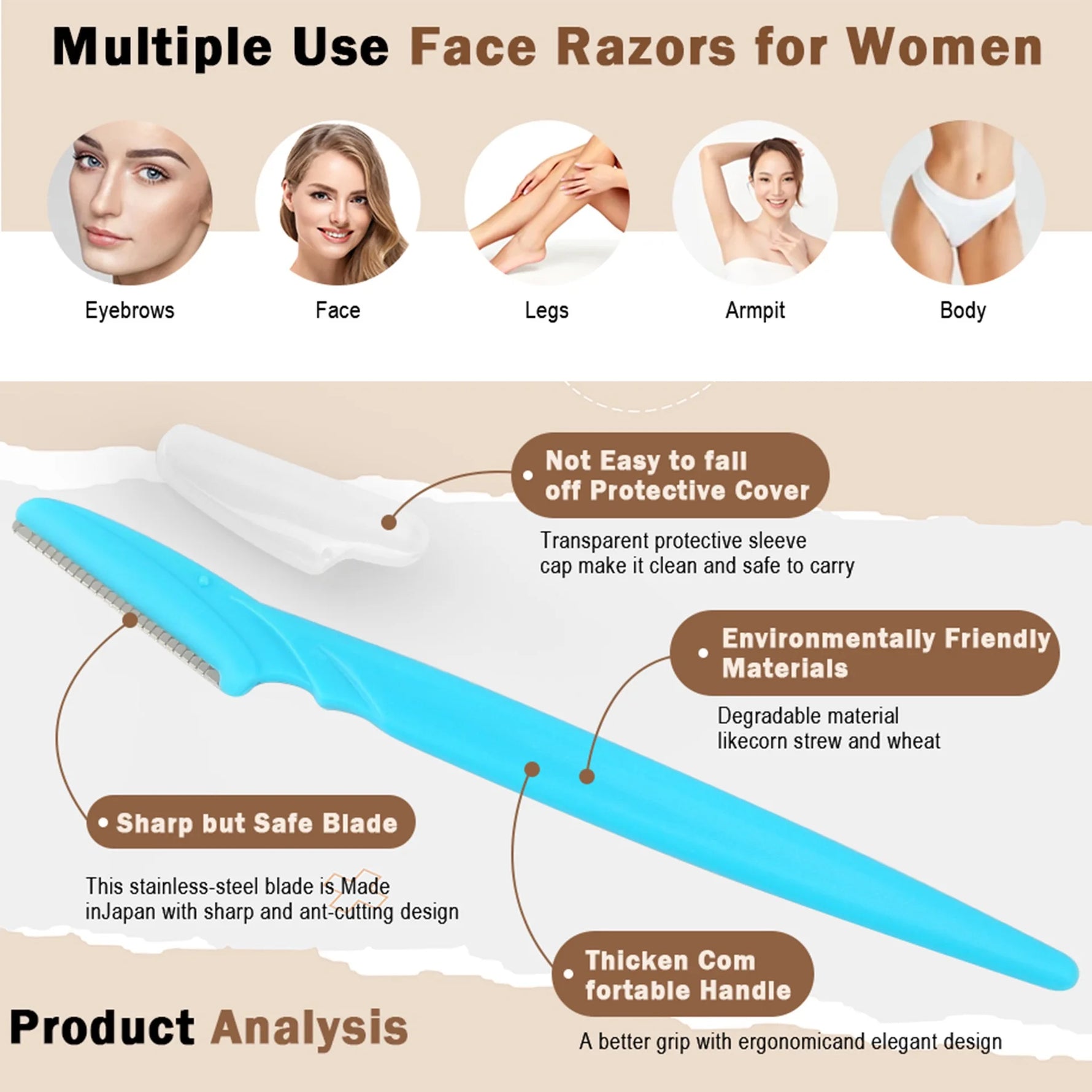Tuzwa 30-Piece Eyebrow Razor Set – Precision Facial Hair Trimmers with Stainless Steel Safety Blades for Eyebrow Shaping & Grooming