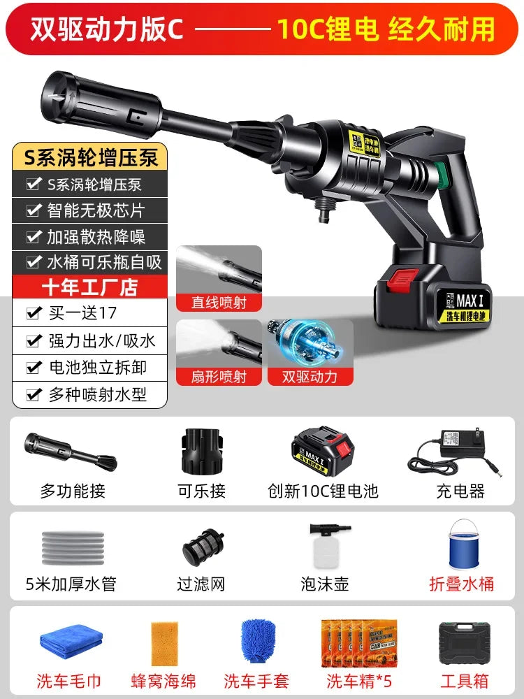 Tuzwa Cordless Pressure Washer – Rechargeable Battery Powered Portable Car Washer for Vehicle & Outdoor Cleaning