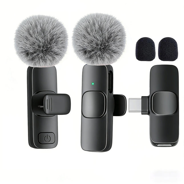 Tuzwa Wireless Lavalier Microphone – USB-C Type-C Clip-On Lapel Mic with Omnidirectional Pickup & Built-In Battery for Smartphone Video Recording
