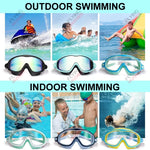 Tuzwa Kids Swim Goggles | Wide View Anti-Fog Swimming Goggles with UV Protection & Leakproof Comfort for Boys & Girls Ages 3–15