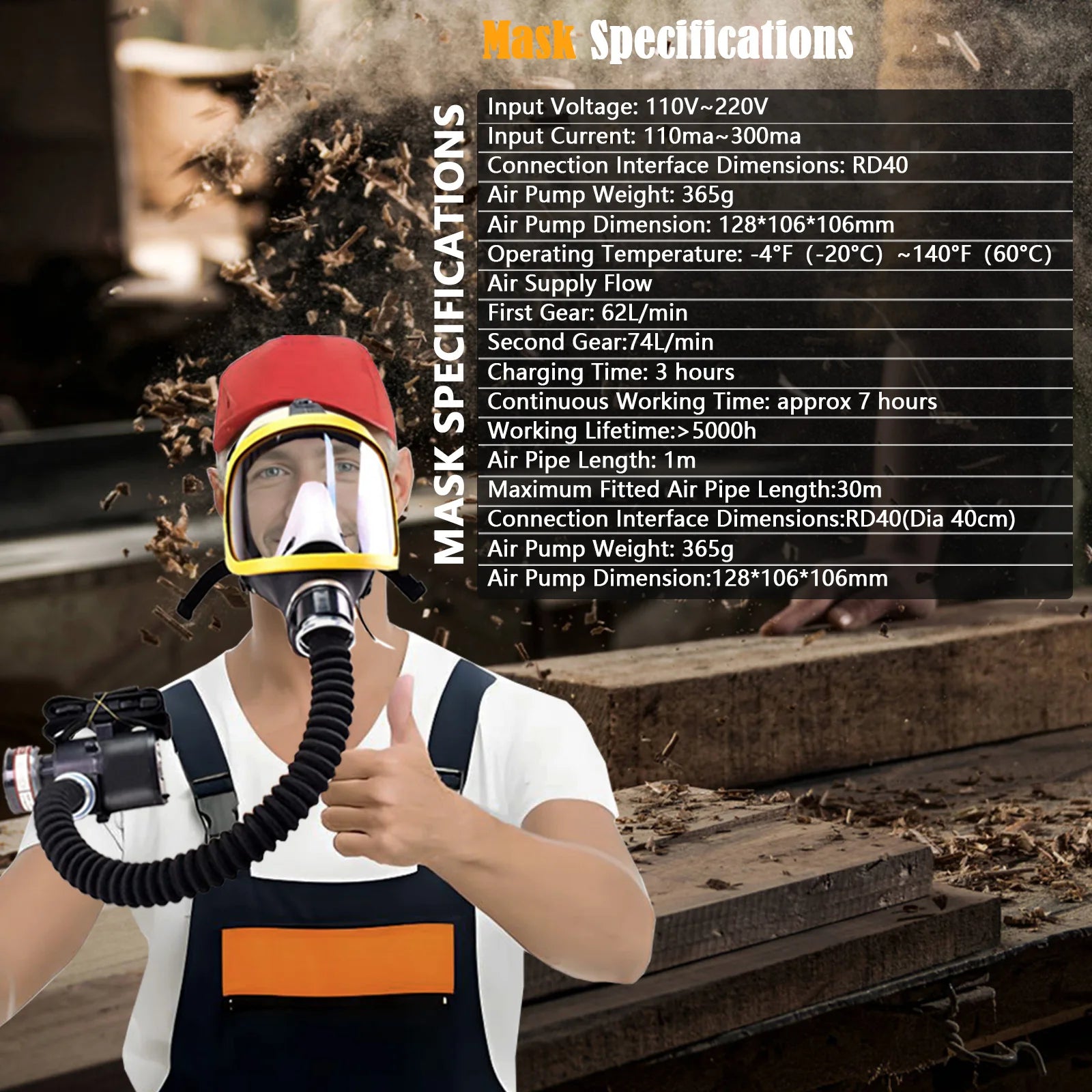 Tuzwa Constant Air Flow Full Face Respirator System – Reusable Full Face Respiratory Protection Mask for Appropriate Industrial & Chemical Work