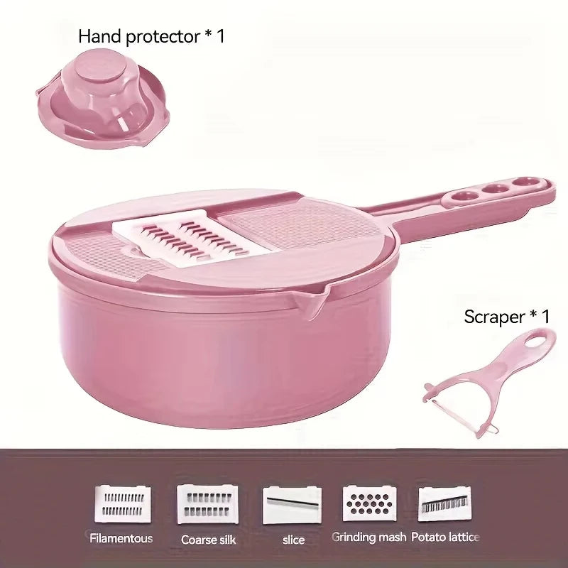 Tuzwa 9-in-1 Multifunctional Vegetable Chopper & Mandoline Slicer | Stainless Steel Food Cutter with Interchangeable Blades | Manual Kitchen Tool for Fast Meal Prep
