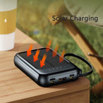 Tuzwa 50000mAh Solar Power Bank – High-Capacity Portable Charger with Built-In Cables, USB-C, Multiple Outputs & LED Flashlight for Smartphones