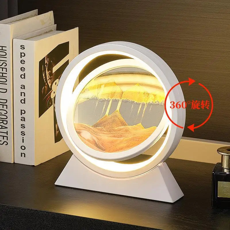 Tuzwa LED Moving Sand Art Table Lamp with 3D Sandscape – Relaxing Night Light & Decorative Desk Lamp for Bedroom, Office & Home