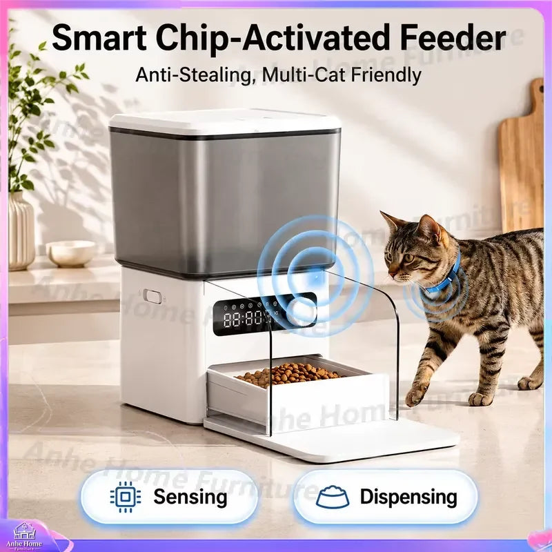 Tuzwa RFID Microchip Pet Feeder – 4.5L Automatic Cat & Dog Feeder with Timed Feeding, Selective Access & Anti-Theft Design