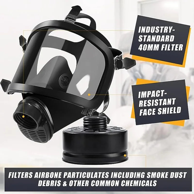 Tuzwa MF14 Full Face Respirator Mask – Reusable Chemical Gas Respirator with Replaceable Filter & Adjustable Head Straps for Industrial Use