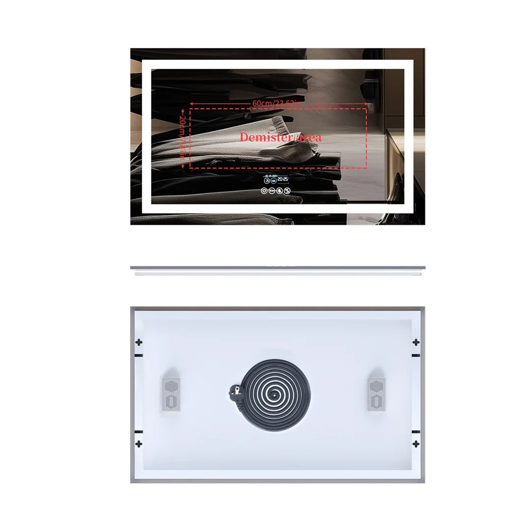 Tuzwa Bluetooth LED Bathroom Mirror 100x60cm – Anti-Fog Lighted Vanity Mirror with Modern Design
