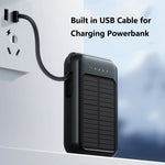 Tuzwa 200000mAh Solar Power Bank with 4 Built-In Cables – High-Capacity Portable Phone Charger for iPhone, Samsung & USB Devices