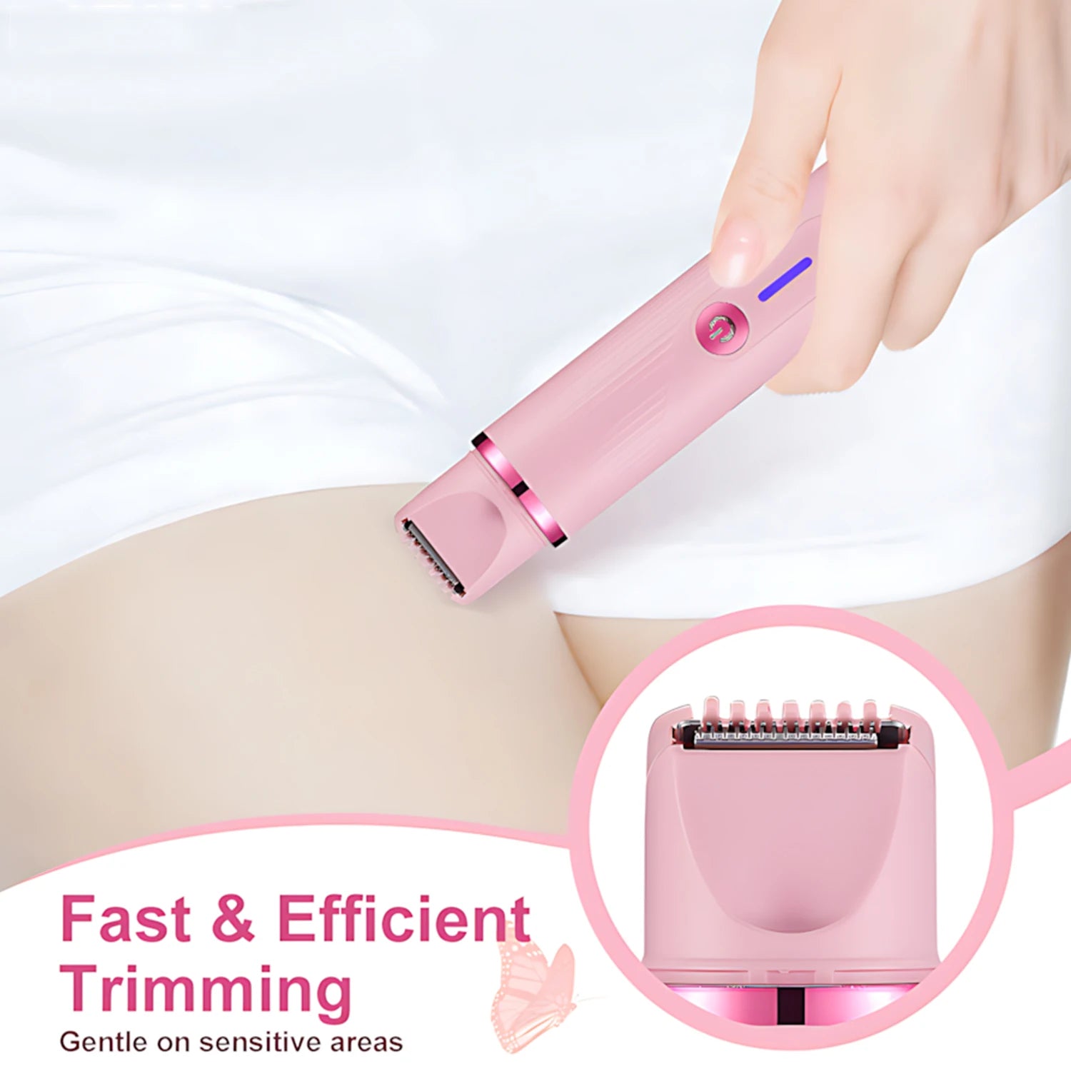 Tuzwa Dual-Head Electric Trimmer for Women – Stainless Steel Precision Shaver for Bikini Area, Underarms & Legs, Battery & Mains Powered