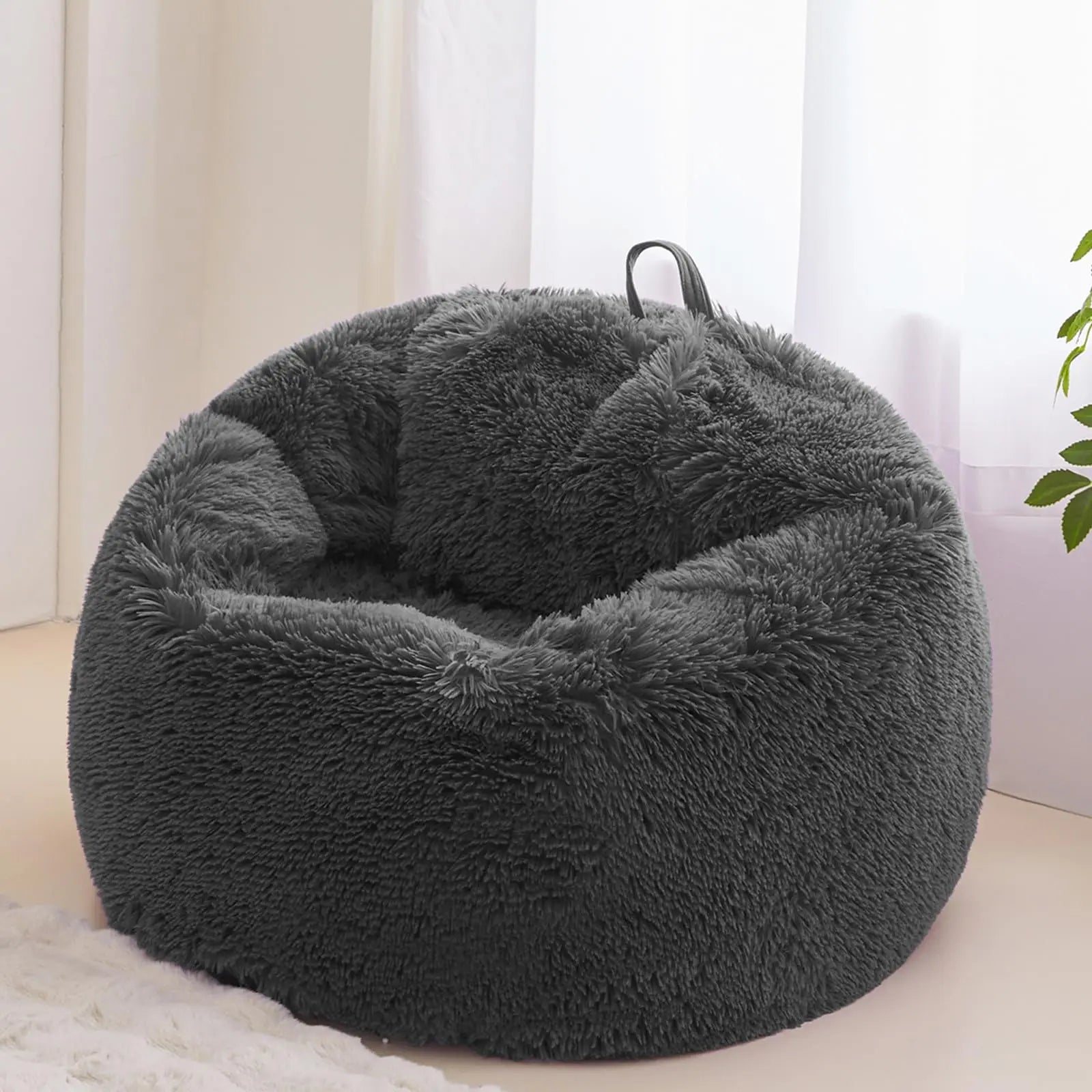 Tuzwa Pink Faux Fur Bean Bag Chair Cover – Soft Plush Beanbag Cover for Kids, Teens, Bedroom, Playroom & Cozy Room Decor