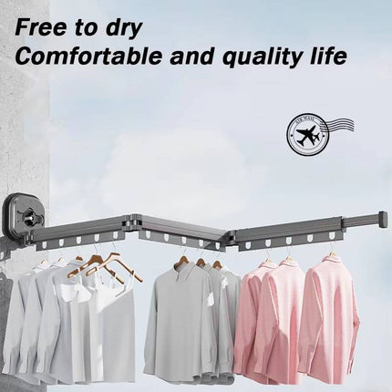 Clothes Drying Rack, Wall Mounted Folding Drying Rack with Suction Cups for Glass and Tiles