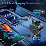 Tuzwa 3-in-1 Retractable Car Charger with Voltage Display – Fast Charging Dual Cable Vehicle Adapter for Compatible iPhone & Android Devices