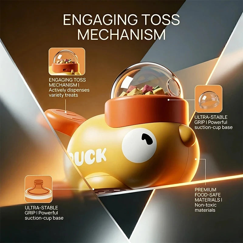 Tuzwa | Interactive Dog Puzzle Slow Feeder Toy | 2-in-1 Treat Dispensing IQ Training Feeder with Cartoon Duck Design for Mental Enrichment