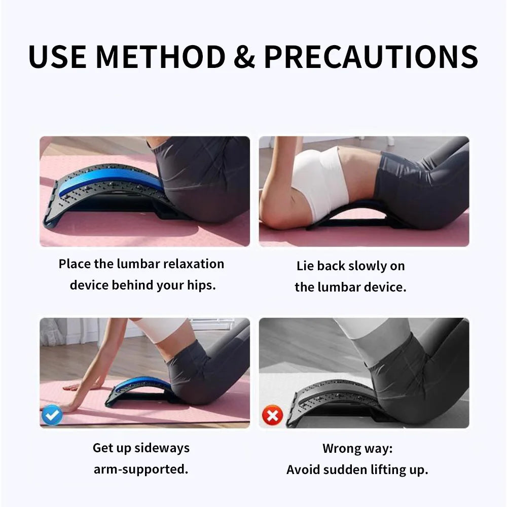 Tuzwa Adjustable Back Stretcher – Multi-Level Lumbar Stretching & Massage Tool for Lower Back Support, Posture, Relaxation & Daily Comfort