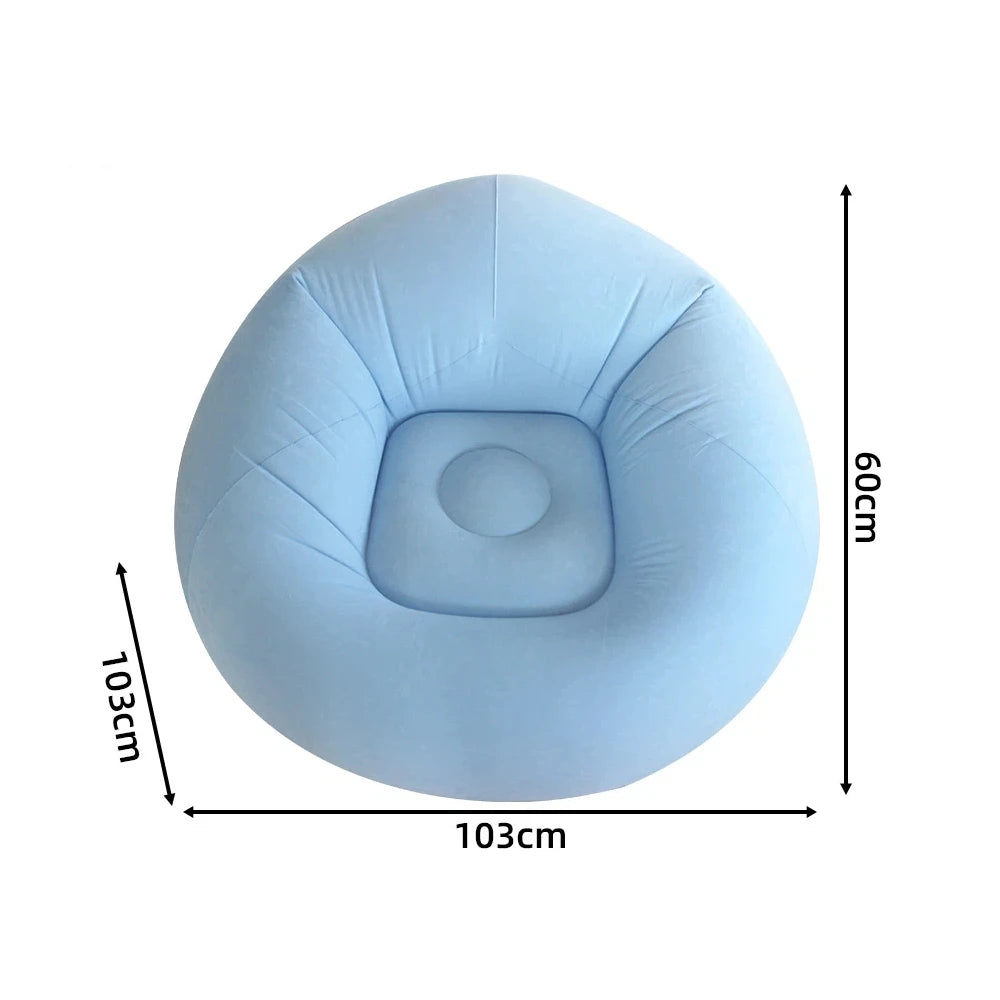 Tuzwa Inflatable Sofa Chair – Portable Round Flocked PVC Lounge Bean Bag Seat for Indoor, Garden, Patio, Camping & Outdoor Relaxation