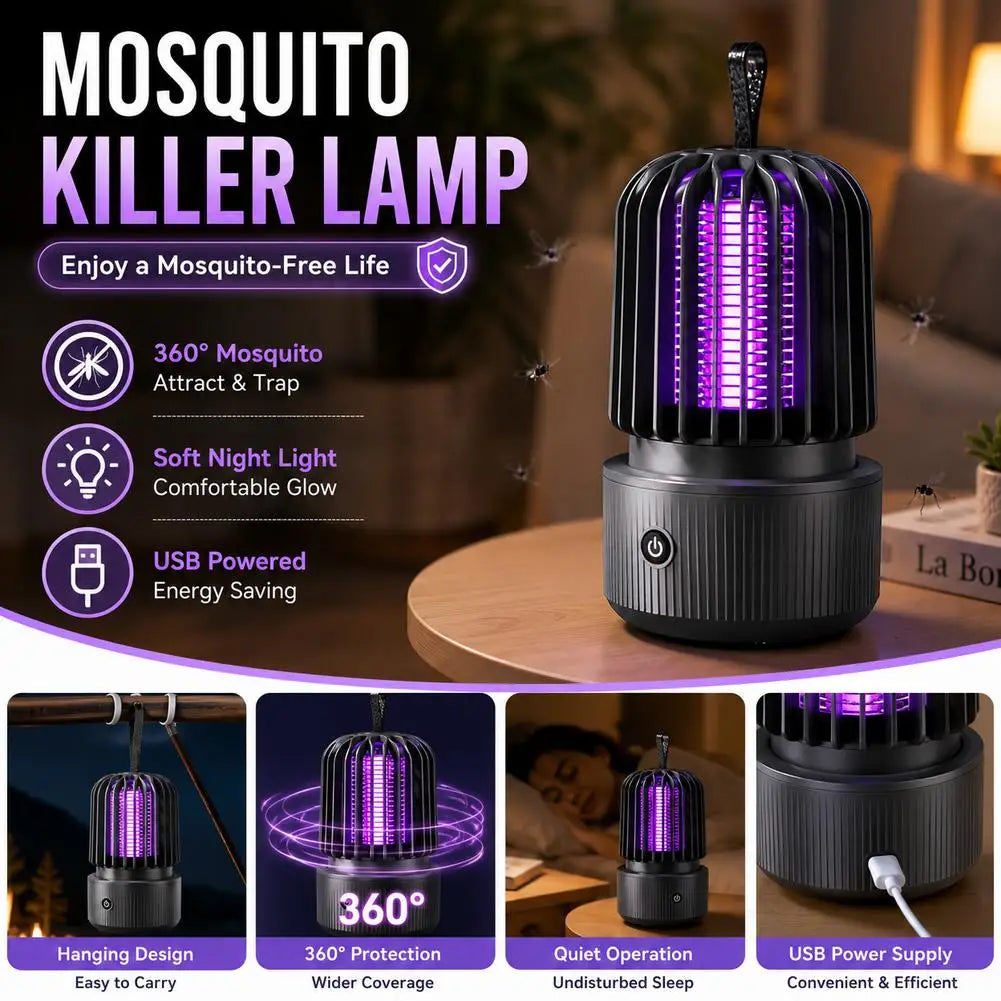 Tuzwa USB Mosquito Killer Lamp with 360° Trapping Light – Portable Indoor Bug Zapper & Insect Trap for Home
