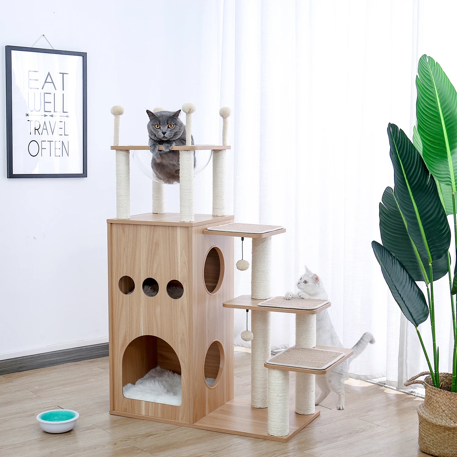Tuzwa 5-Tier Cat Tree Tower | Multi-Level Wood Cat Condo with Scratching Posts & Cozy Resting Areas for Indoor Cats