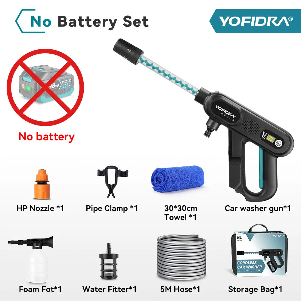 Tuzwa 5-in-1 Cordless Pressure Washer – Battery Powered Portable Car Washer with Adjustable Spray Gun for Car, Patio & Outdoor Cleaning