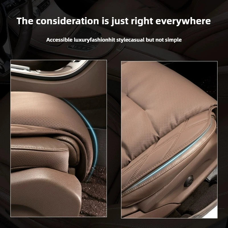 Tuzwa Nappa Leather Car Seat Cushion – Breathable Ventilated Seat Cover Pad for All-Season Driving Comfort