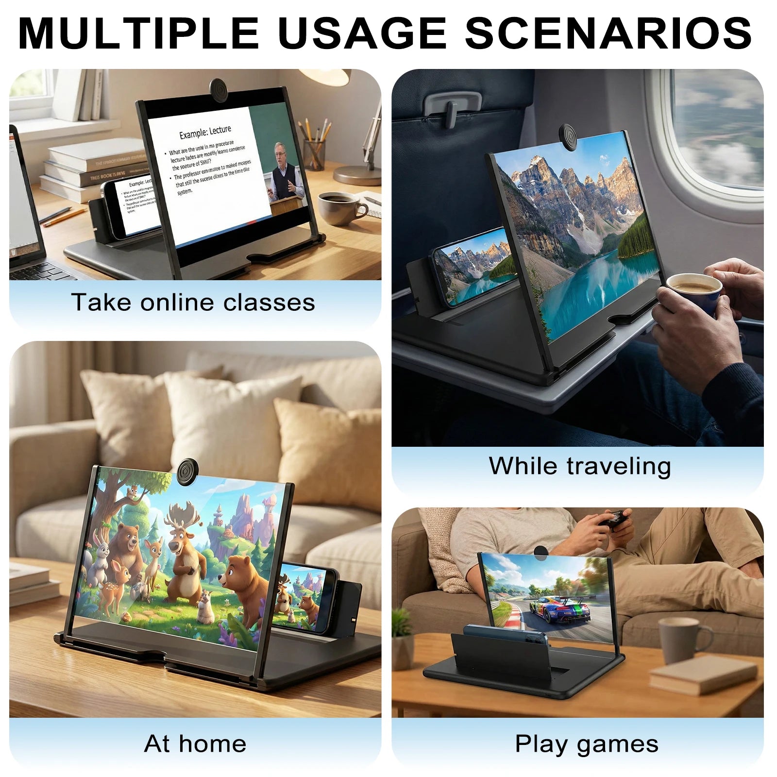 Tuzwa 12-Inch Phone Screen Magnifier – Anti-Blue Light Smartphone Screen Amplifier with Portable Stand for Videos & Movies
