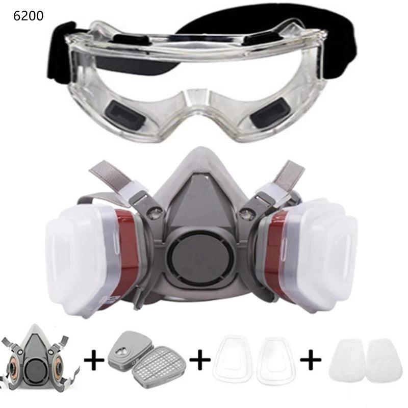 Tuzwa Half Face Respirator Mask with Replaceable Filters – Reusable Chemical & Painting Respirator with Adjustable Straps for Industrial Work