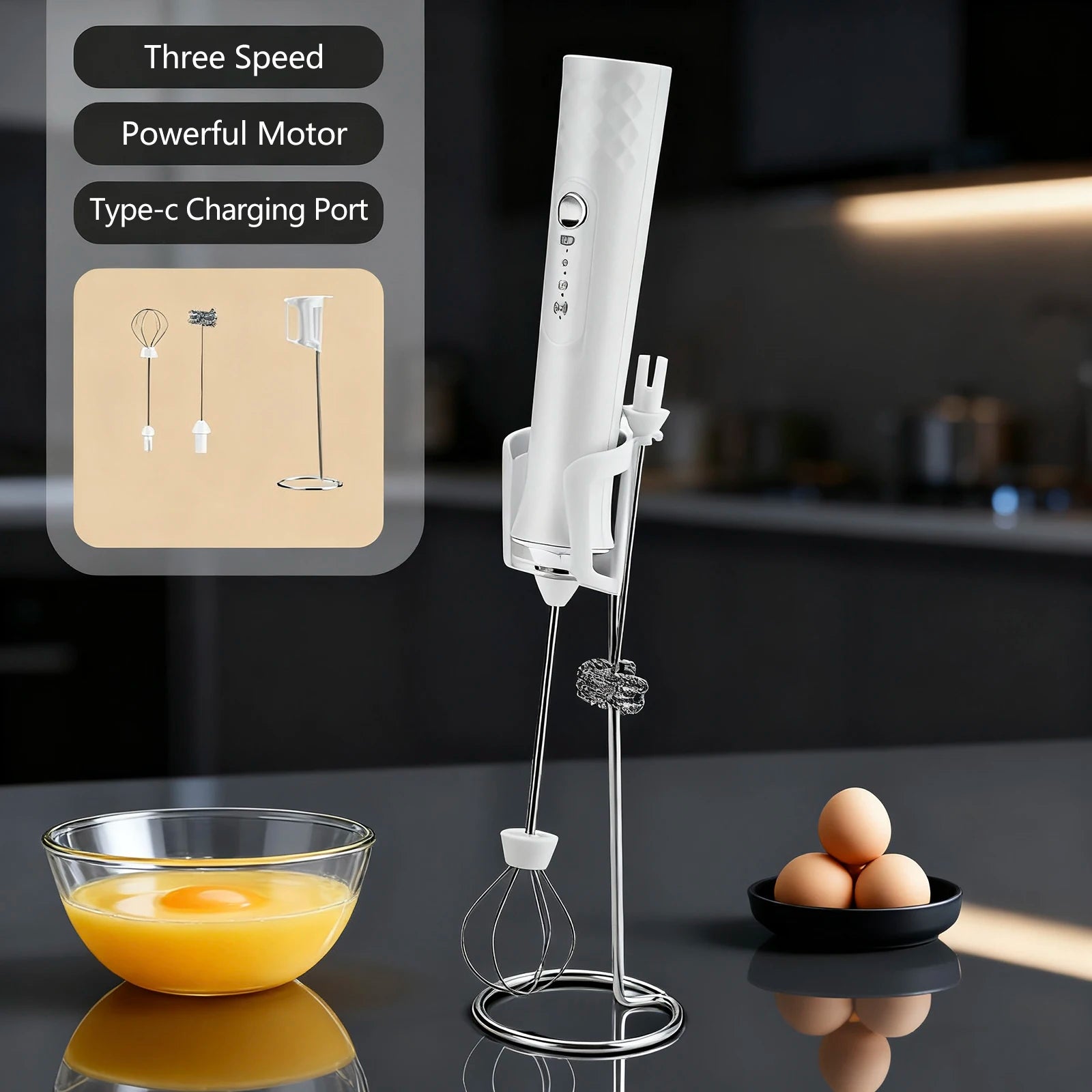 Tuzwa Handheld Milk Frother | USB Rechargeable Electric Milk Frother for Lattes, Cappuccino, Matcha & Coffee Drinks
