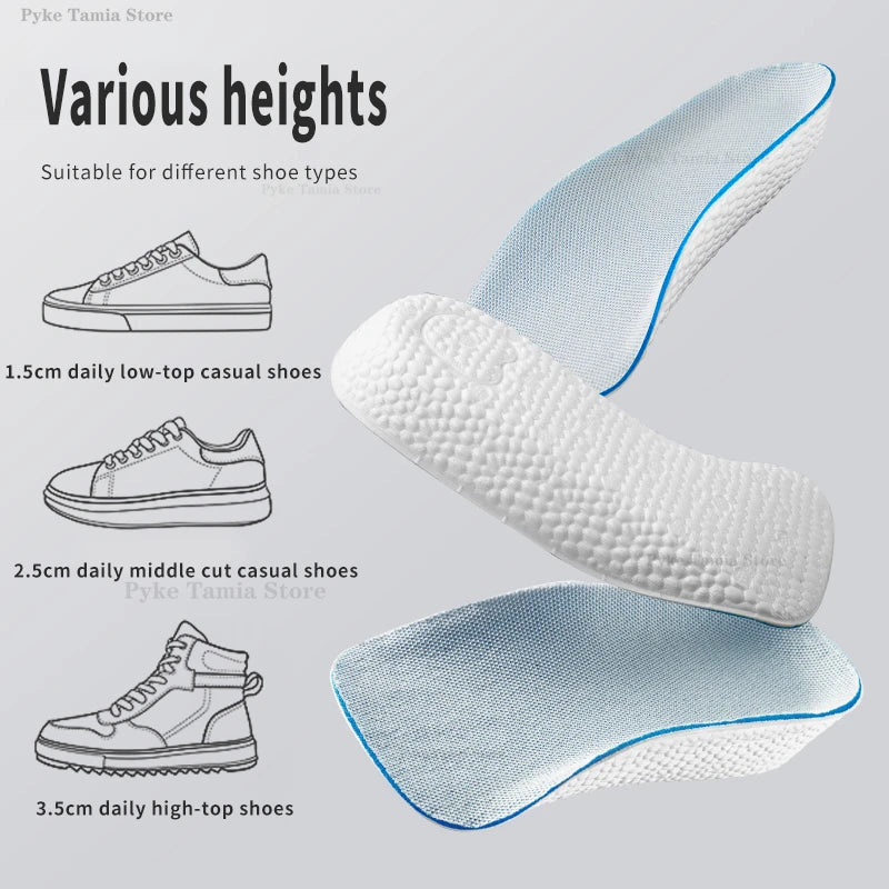 Tuzwa Height Increase Insoles 1–3cm with Arch Support – Breathable Shock-Absorbing Shoe Lifts for Flat Feet & Everyday Comfort