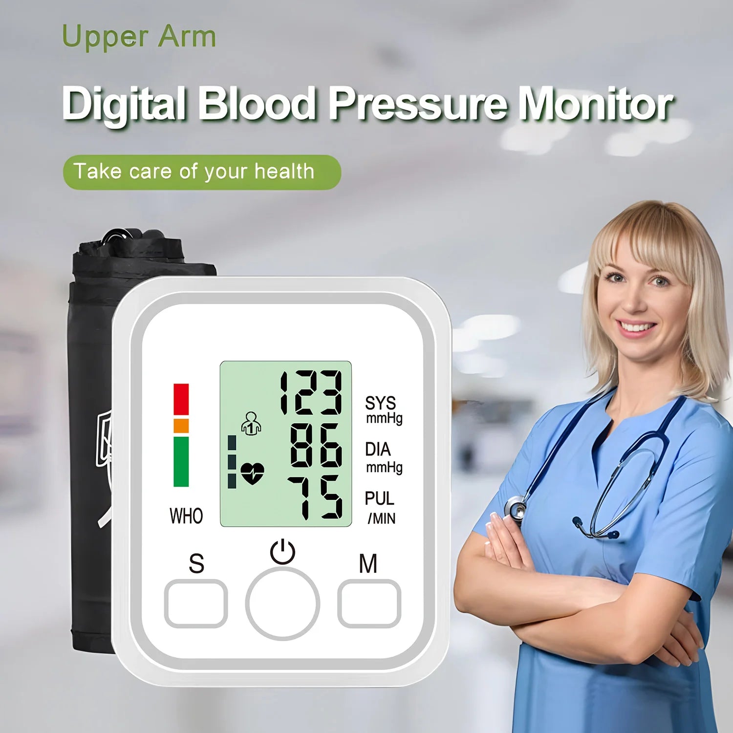 Tuzwa Automatic Upper Arm Blood Pressure Monitor – Digital BP Machine with LCD Display & Cuff for Home Blood Pressure Monitoring