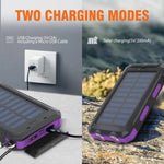Tuzwa 20000mAh Solar Power Bank – Fast Charging Portable Charger with Built-In Cables, Digital Display & LED Light for Travel & Outdoor Use