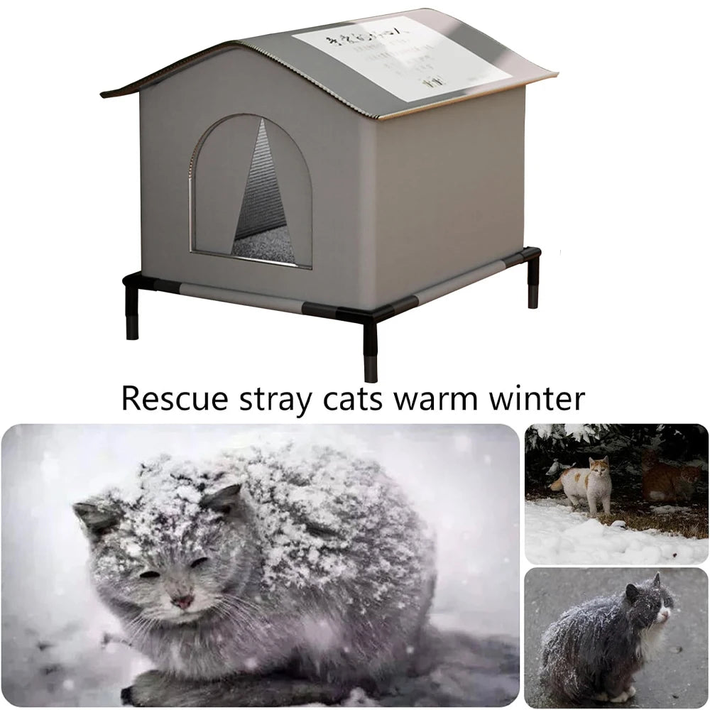 Tuzwa Outdoor Cat House – Waterproof Foldable Cat Shelter with Cooling Mat, Oxford Fabric Pet House for Cats & Small Dogs