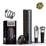 Tuzwa Rechargeable Electric Wine Opener Set – USB-C Automatic Corkscrew with Foil Cutter, Wine Pourer & Vacuum Stopper