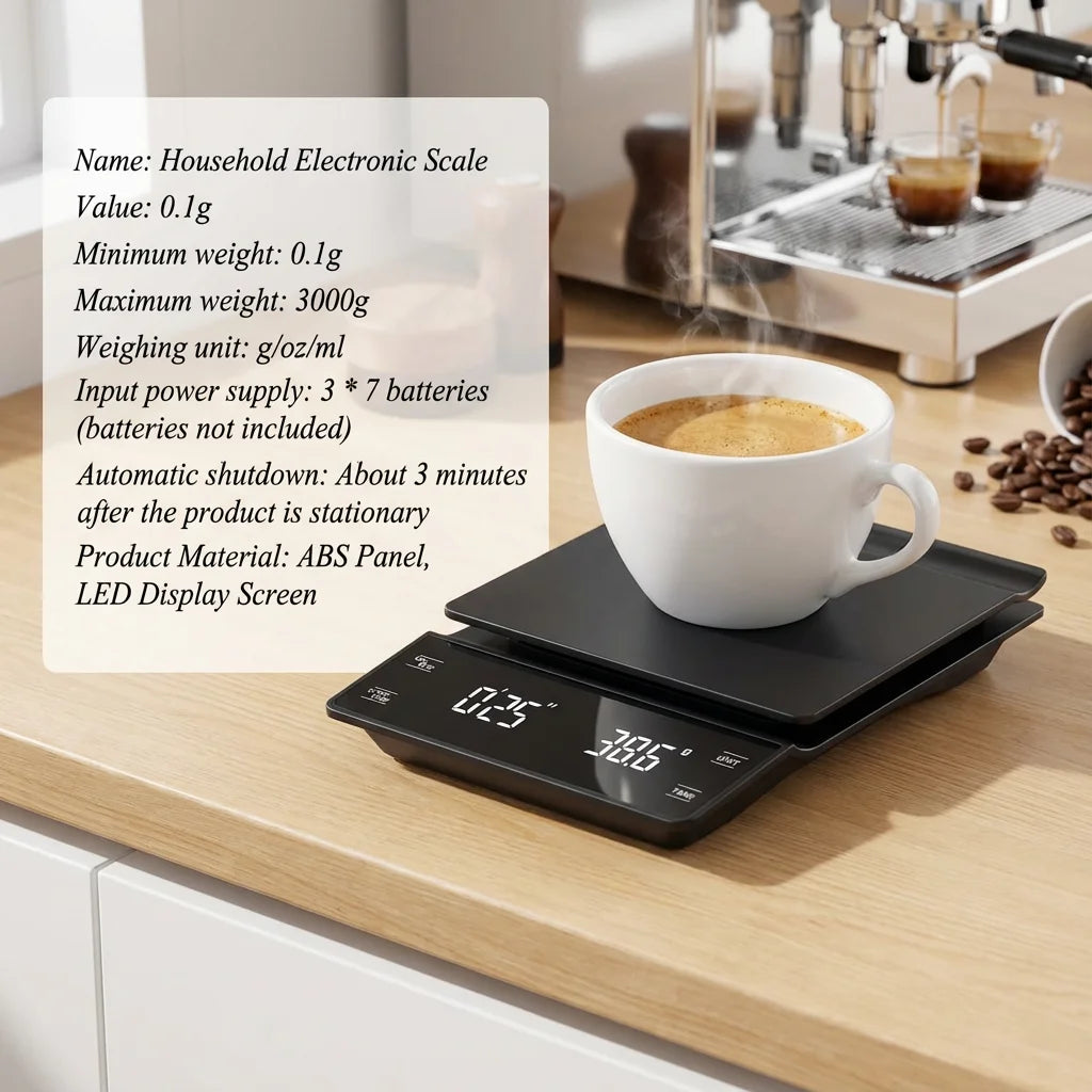 Tuzwa Digital Coffee Scale with Timer & LCD Display | Precision Espresso Scale for Pour Over, Drip & Coffee Brewing