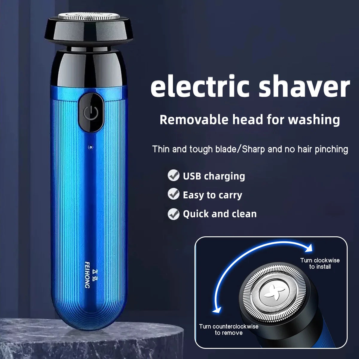 Tuzwa Mini Electric Shaver for Men – Rechargeable Portable Metal Electric Razor with Close Shave Design, Fast Charging & Easy Cleaning