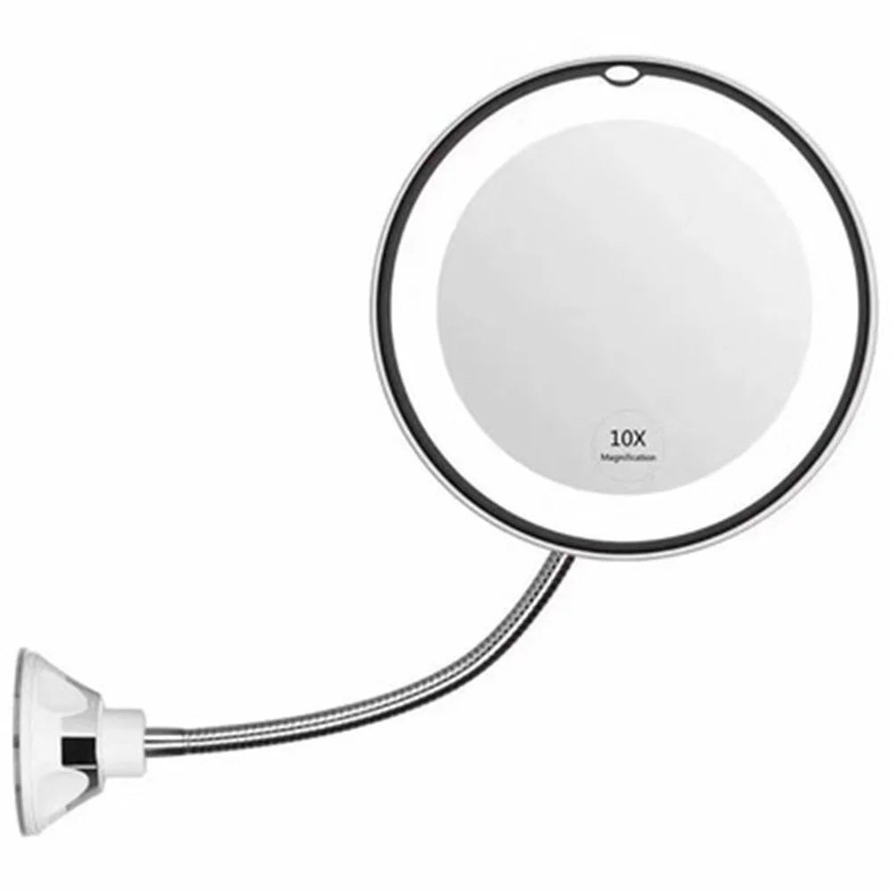 Tuzwa 10X Magnifying Makeup Mirror with Light & Flexible Arm – Aluminum Lighted Vanity Mirror for Makeup & Detailed Grooming