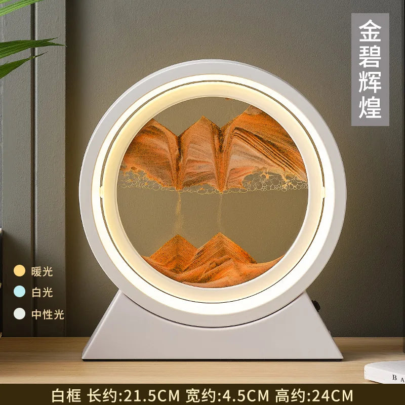Tuzwa LED Moving Sand Art Table Lamp with 3D Sandscape – Relaxing Night Light & Decorative Desk Lamp for Bedroom, Office & Home