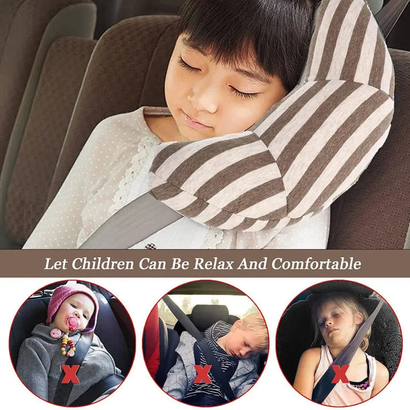 Tuzwa Kids Car Head Support Pillow with Adjustable Strap – Soft Travel Neck Cushion for Children, Road Trips & Car Rides