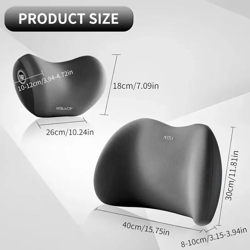 Tuzwa Car Neck & Lumbar Support Pillow – Ergonomic Car Seat Headrest & Back Support Cushion with Adjustable Straps for Driving Comfort
