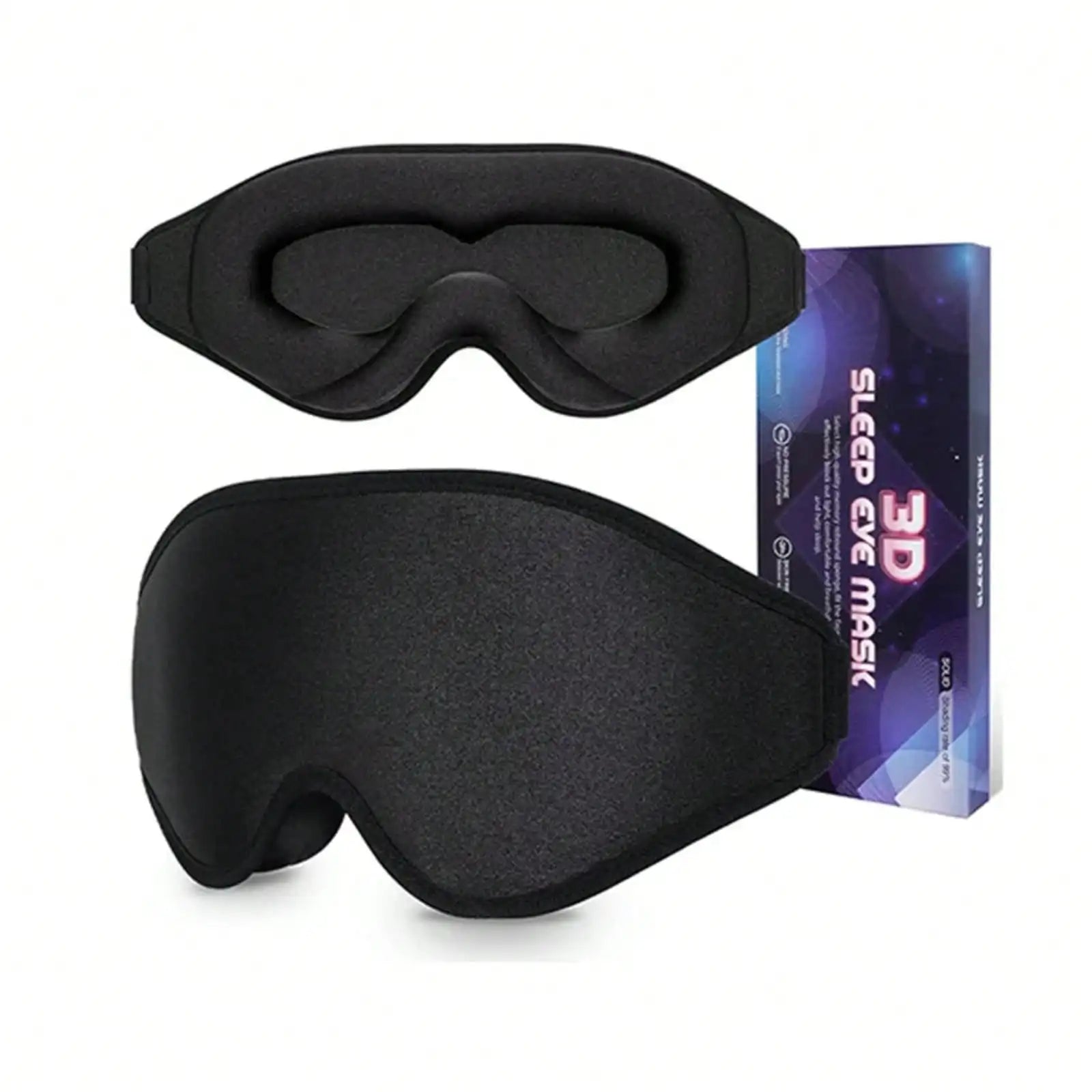 Tuzwa Cooling Sleep Eye Mask with Adjustable Strap – Pressure-Free Light Blocking Sleeping Mask, Soft Travel Eye Cover, Black