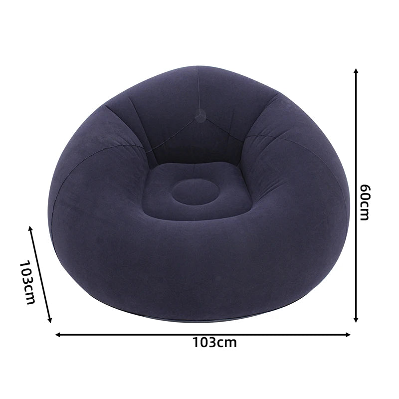 Tuzwa Inflatable Sofa Chair – Portable Round Flocked PVC Lounge Bean Bag Seat for Indoor, Garden, Patio, Camping & Outdoor Relaxation