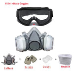 Tuzwa Half Face Respirator Mask with 5N11 Particle Filters & Safety Goggles – Reusable Dust Mask for Painting, Sanding & Industrial Work
