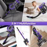 Tuzwa Cordless Vacuum Cleaner – 28KPa Powerful 6-in-1 Stick Vacuum with HEPA Filter, 30–59 Min Runtime for Pet Hair & Hard Floors