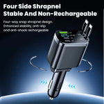 Tuzwa 5-in-1 Retractable Car Charger – USB-C Fast Charging Multi-Device Vehicle Adapter with Built-In Retractable Cable, Compact Design